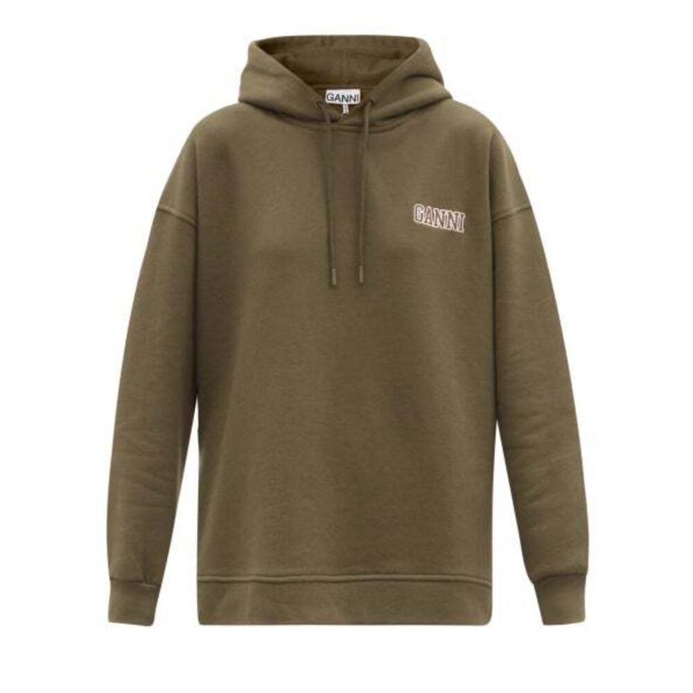 GANNI Software Isoli Oversized Spellout Hoodie Brown Sz XXS/XS {Y49}
